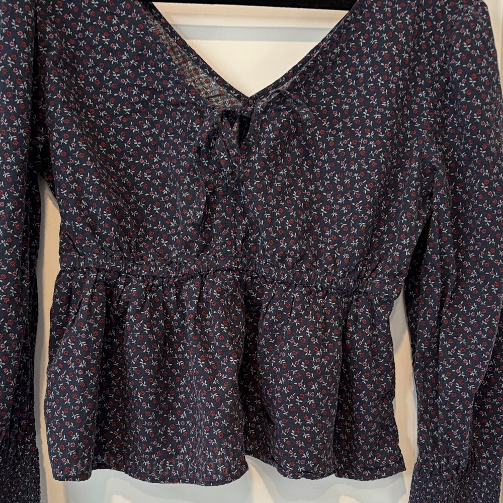 Madewell Navy Floral Blouse